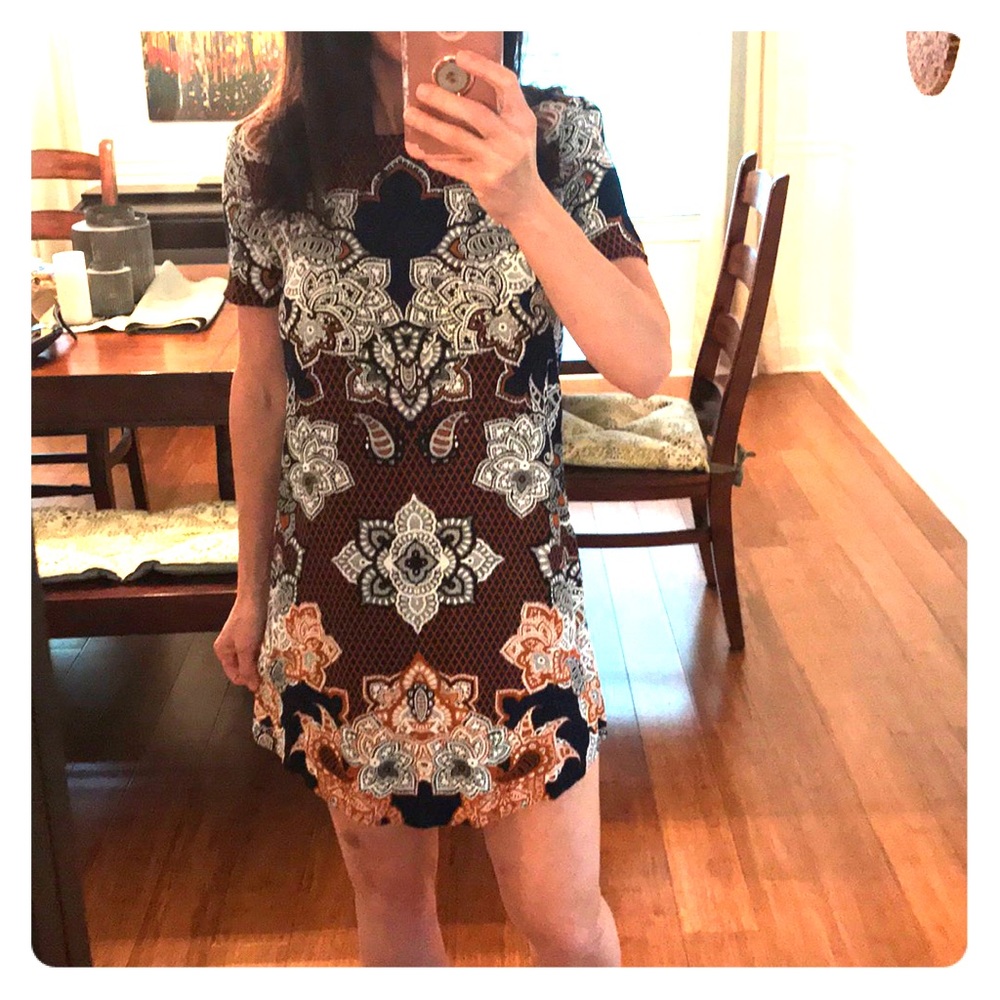 Express print short sleeve dress Sz XS